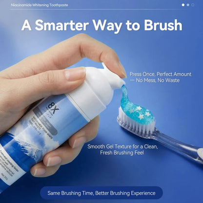 Niacinamide Foaming Whitening Toothpaste 8X - Fresh Breath Stain Removal Gentle Teeth Cleaning 100ml-D