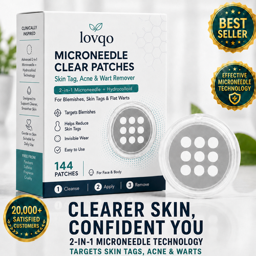 Lovqo™ 2-in-1 Microneedle & Hydrocolloid Patch🍀| Removes Raised Moles, Acne, Flat Warts & Skin Tags